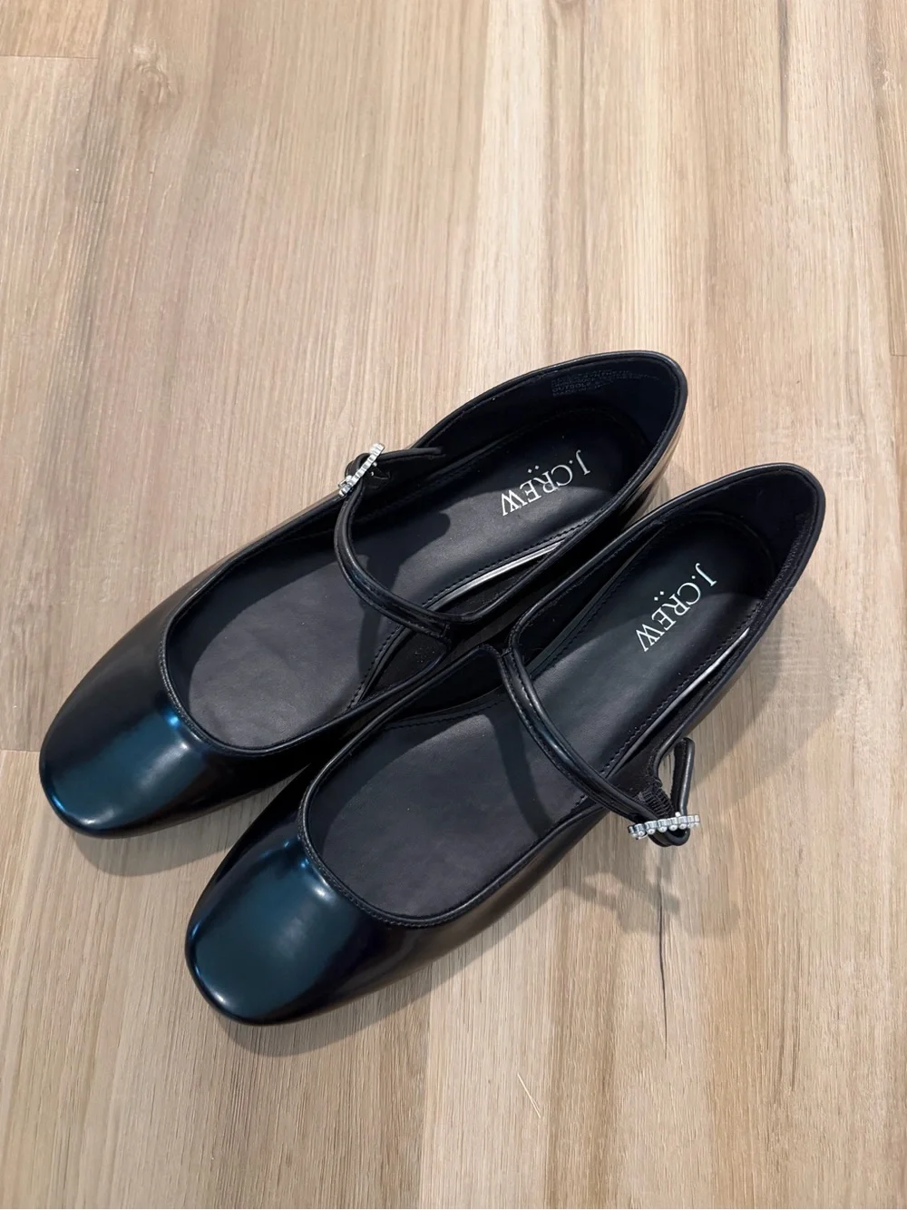 J.Crew Factory Pearl Buckle Mary Jane Flats – Black | NWOB |